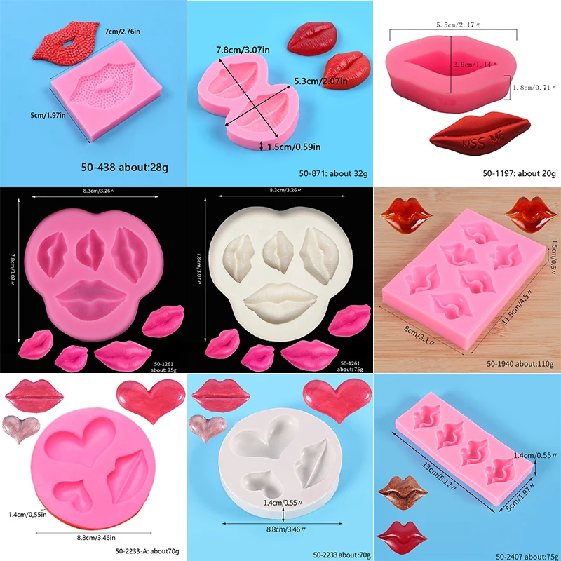 Lips Cake Decoration Silicone Mold 3D Lip Fondant Chocolate Candy Gum Paste Cake Topper Resin Mold for Valentine\'s Day