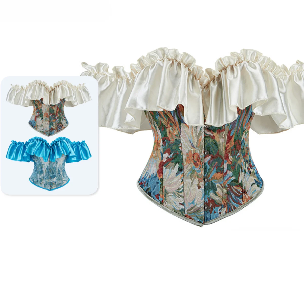 

New Corset Jacquard Court Strapless Bones Corsets Bustiers Women Sexy Off Shoulder Overbust Tops Waist Trainer Lace-up Shapewear