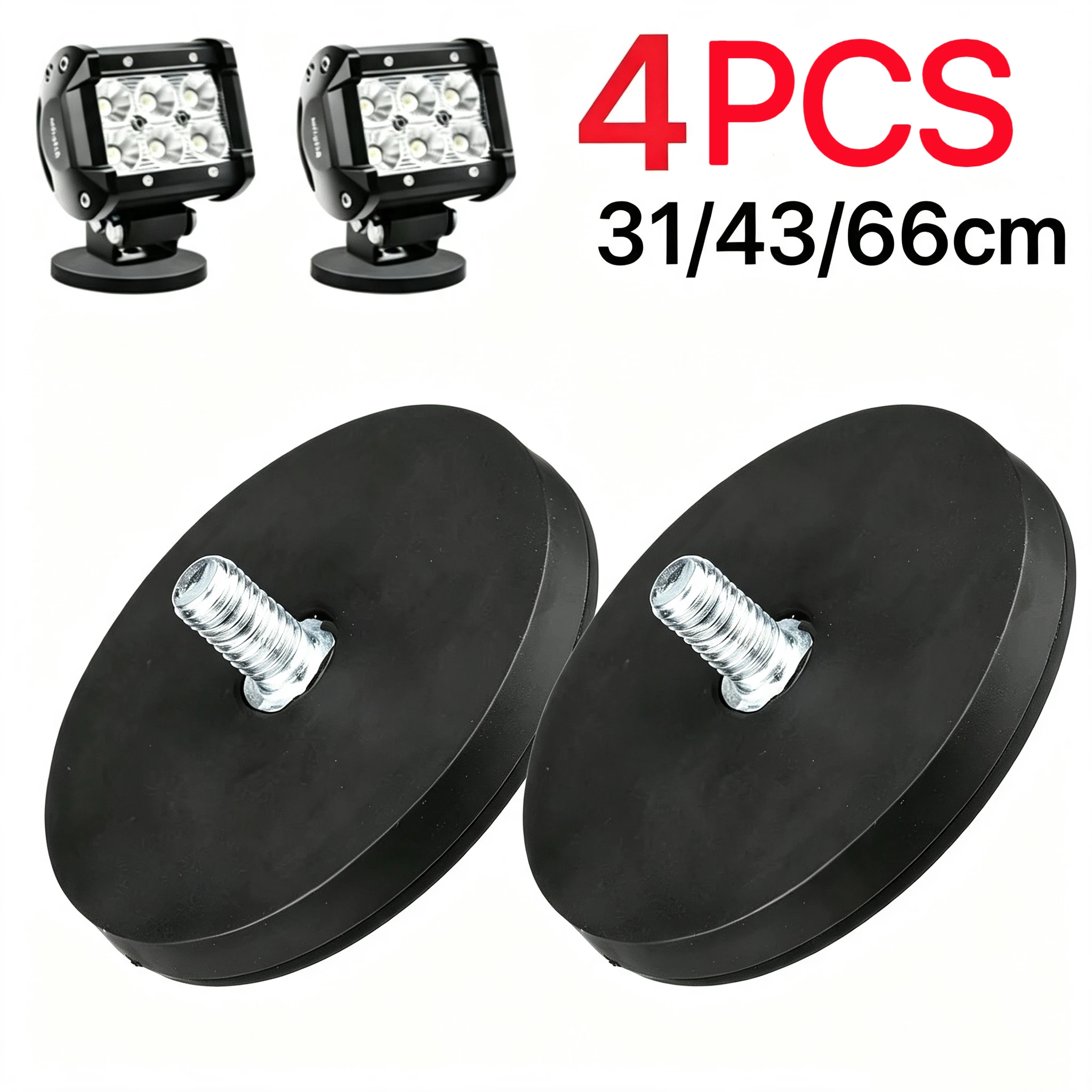 STC31/43/66 Rubber Coated Magnet Anti Scratch Magnet Coated Base with Threaded Stud for Light Bar Camera Solar Panel