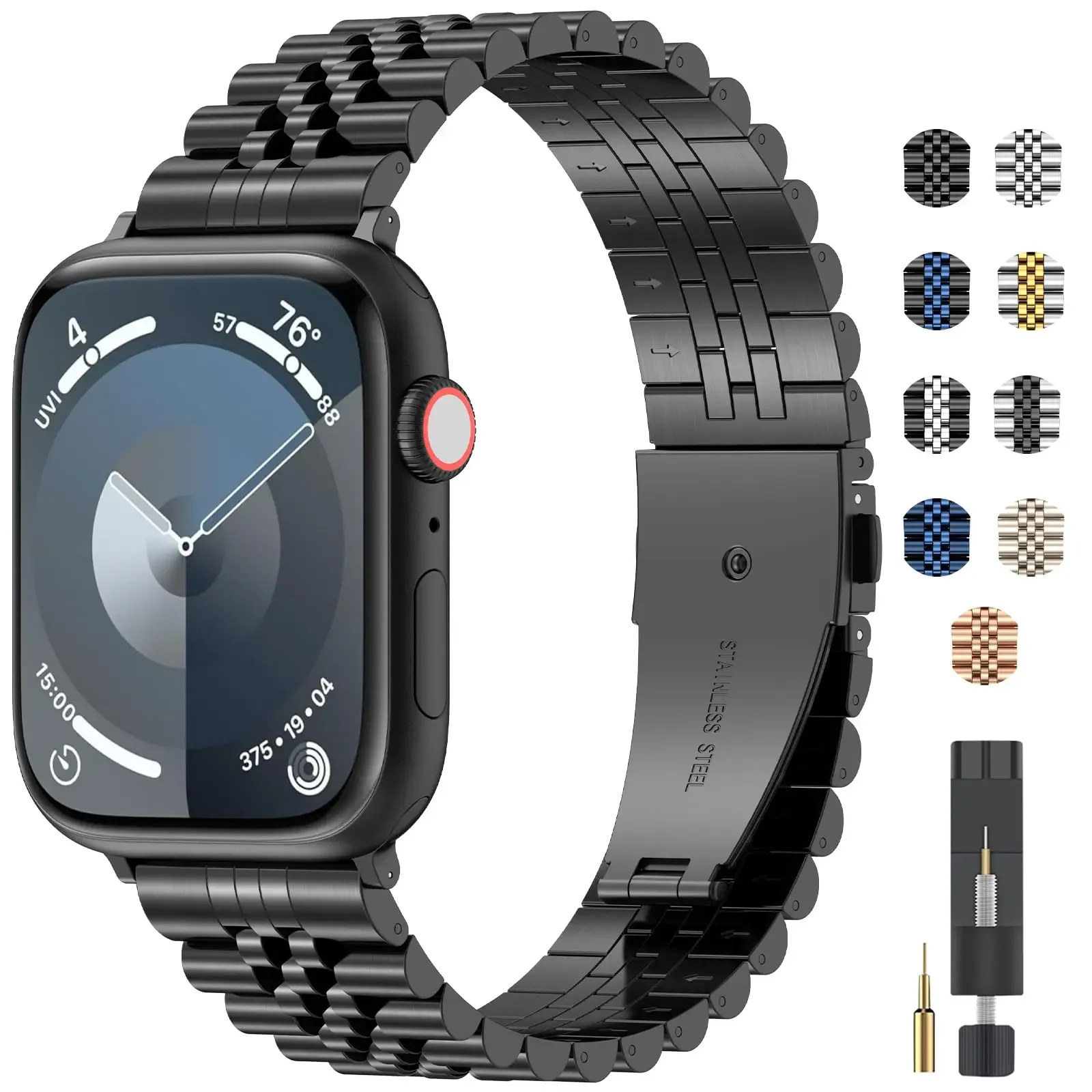 Stainless Steel Apple Watch Band Strap Compatible with Series 8 7 SE 6 5 4 3 Ultra 49mm 44mm 40mm 42mm 38mm Metal Wristband