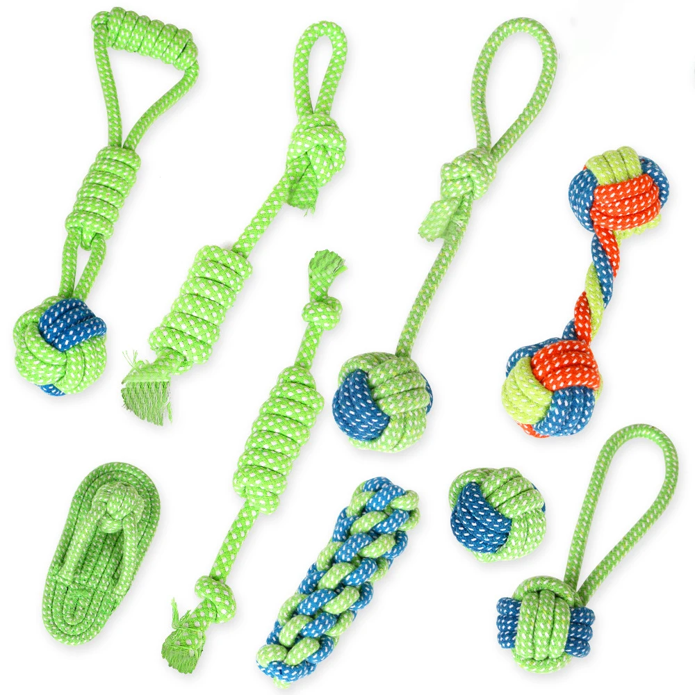 Dog Toy Grinding Teeth Clean Teeth Bite Resistant Rope Knot Small Medium Large Dog Teddy Puppy Cotton Rope Toy Ball Pet Supplies