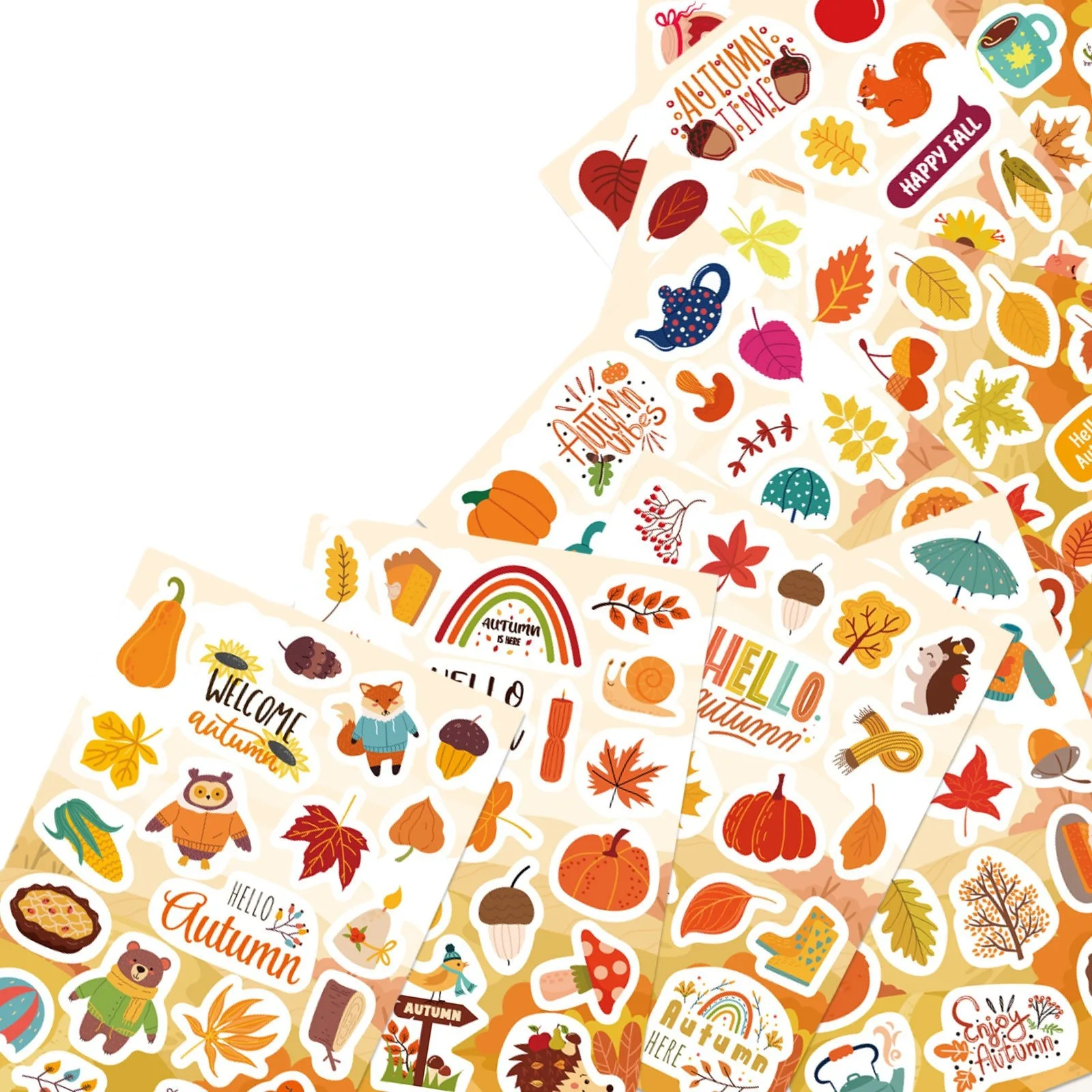 Autumn Fall Stickers Pumpkin Maple Leaf Squirrel Decals for Journal Scrapbook Water Bottle Laptop Thanksgiving Party Decor