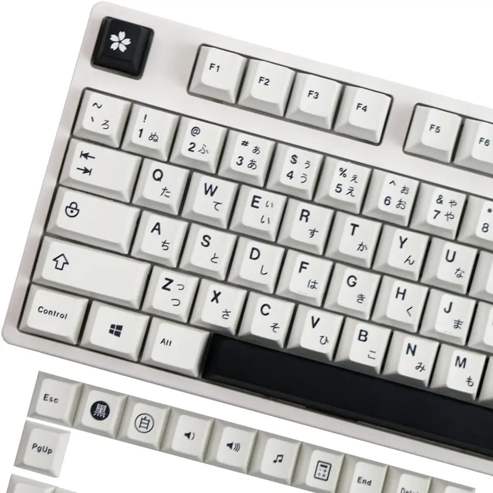 

Минималистичные черно-белые кейкапы PBT - профиль Cherry, сублимационная печать, 129 клавиш для механических клавиатур с переключателями Cherry MX