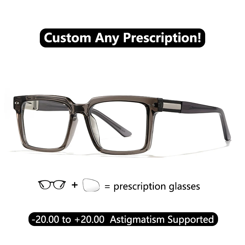 

Transparent Square Prescription Glasses Men Progressive Astigmatism Optical Reading Eyeglasses Large Prescription Glasses Minus