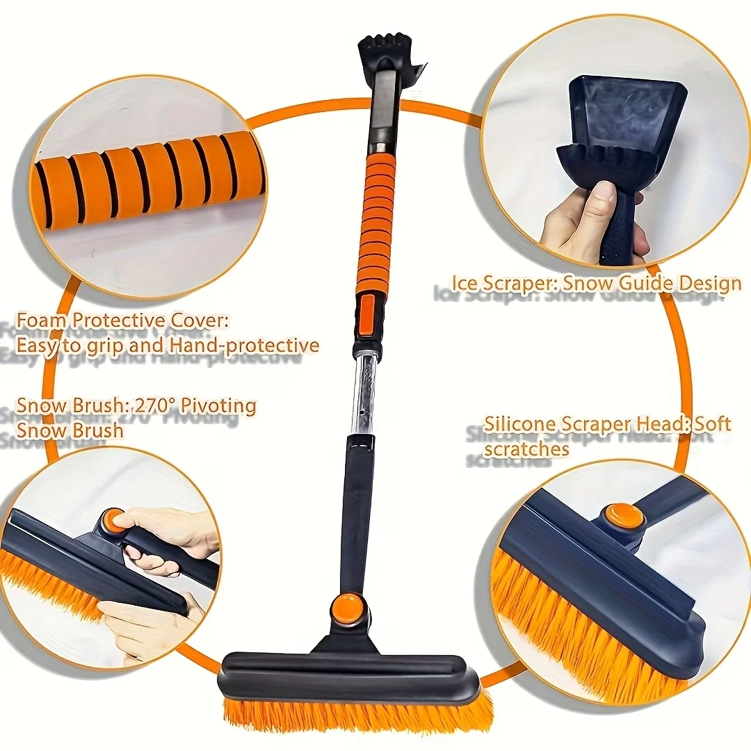 5‑In‑1 Car Snow Shovel Multifunctional Window De‑Icing Scraper Snow Brush Portable Winter Auto Snow Removal Accessories