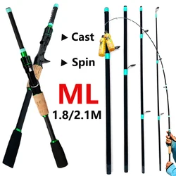 GHOTDA Spin/Casting Canna da pesca con esca portatile 4-5 sezioni Canna da surf da viaggio in carbonio ultraleggero ML Azione Esca peso 3,5-14g