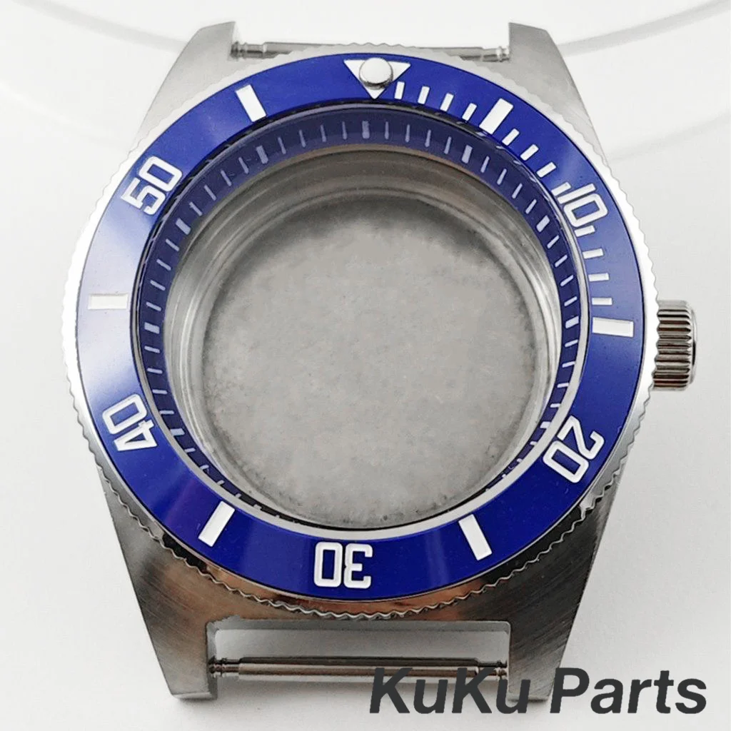 

Мужские корпуса для часов 40 мм с керамическим безелем 62MAS, модифицированные под механизм NH35, NH36, NH34, NH38, с синим кольцом, для модификации циферблата 28,5 мм.