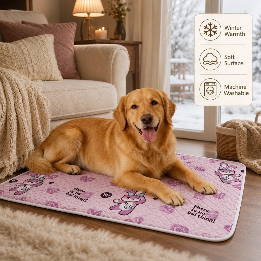 3 Stück Waschbare Hundewindeln, Winter-Warm, Wiederverwendbare Haustier-Trainingsmatten, Weiche Gemütliche Welpenbettunterlagen für Sofa, Boden, Innen- und Außenbereich – Detail 6