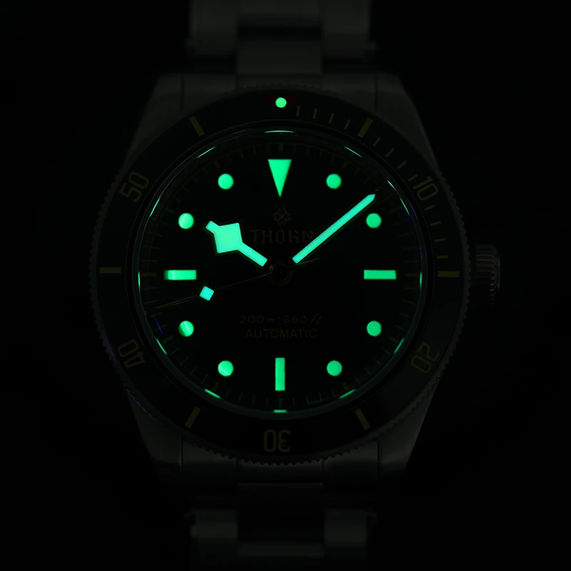 THORN BB58 Watch 39mm Luxury Men Dive Watch Automatic Mechanical Sapphire Crystal 200m Waterproof C3 Luminous NH35 Vintage Watch