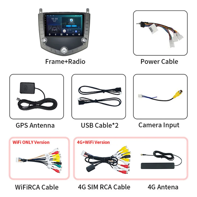 2 DIN 4G WIFI RDS 10.1' IPS Screen 8-Core Android Car Radio with Carplay Multimedia Player for BYD S6 2011-2014