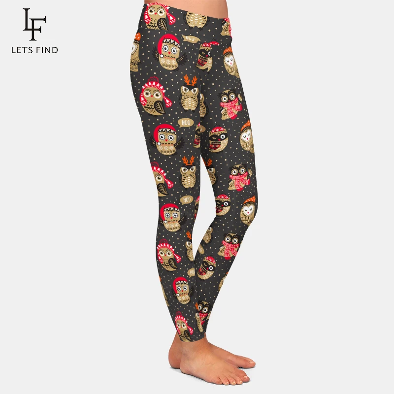 LETSFIND High Quaility Leggings Winter Owl Digital Printing Women High Waist Leggings Workout  Women Pants