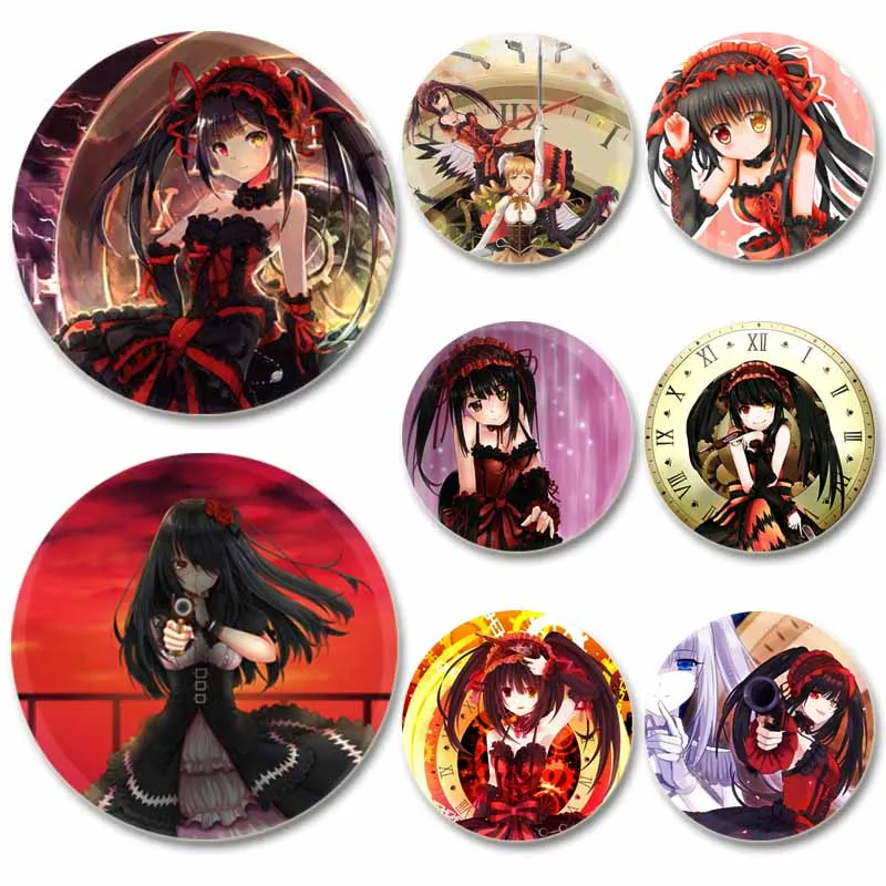 Date A Live HD Print Brooch Anime Badge Cartoon Figure Itsuka Shido Yatogami Tohka Round Display Brooches Lapel Pins Jewelry