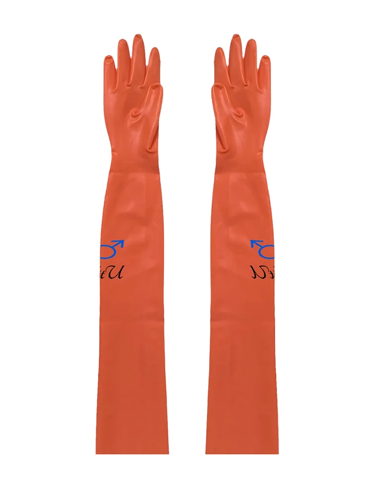 New yellow metallic red color Women slim Latex 3D long Gloves  upper arm tight long Fingers  female  small palm fit 5 size white