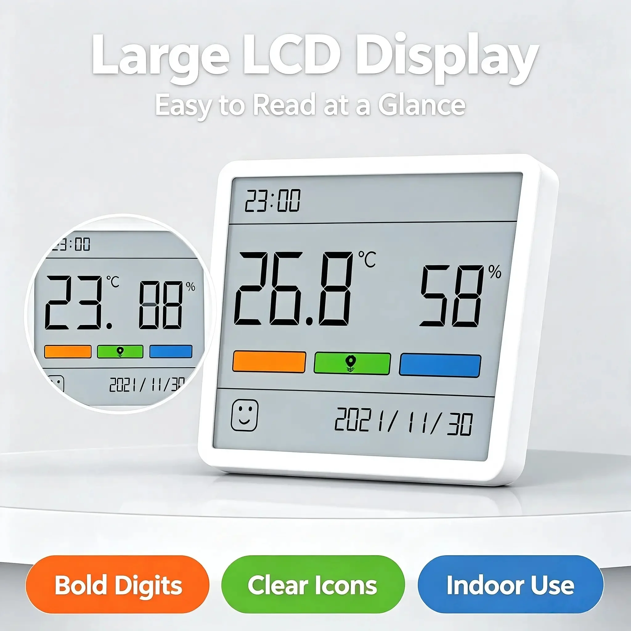 DUKA Atuman LCD Electronic Digital Temperature Humidity Meter Clock Indoor Outdoor Thermometer Hygrometer Weather Sensor