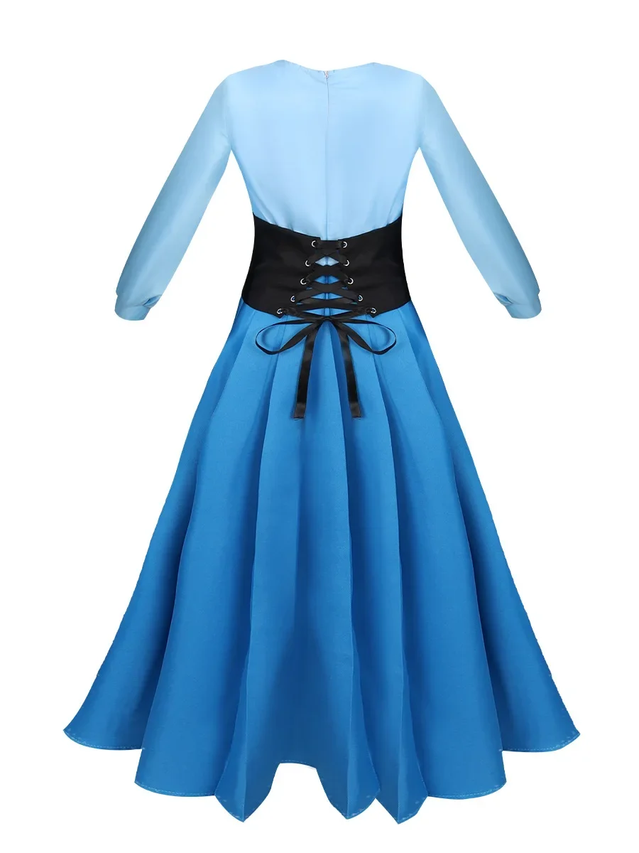 فستان الأميرة حورية البحر التنكري للأطفال أرييل أزرق زي الهالوين للأطفال نموذج حورية البحر بفيونكة