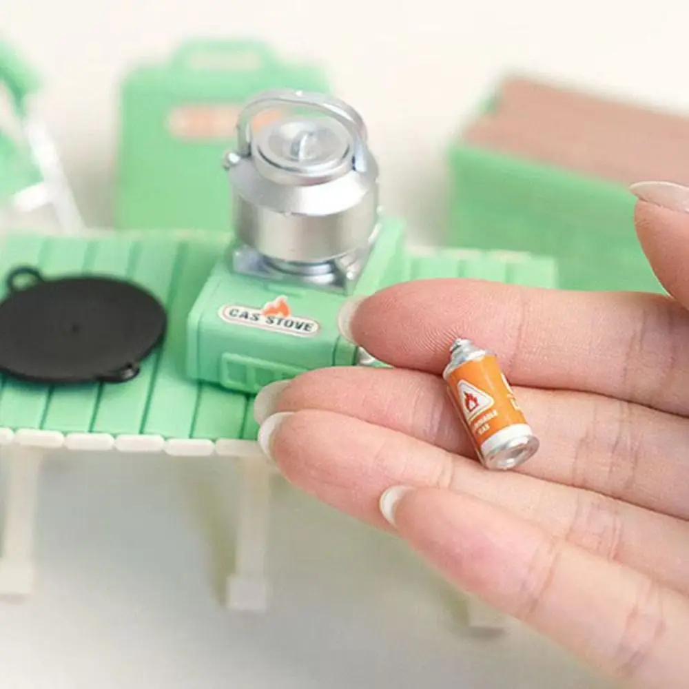 Modelo de simulación, juego de Picnic en miniatura para acampar, juego de simulación 1:12, silla plegable para casa de muñecas, estufas de Gas, modelo de educación temprana
