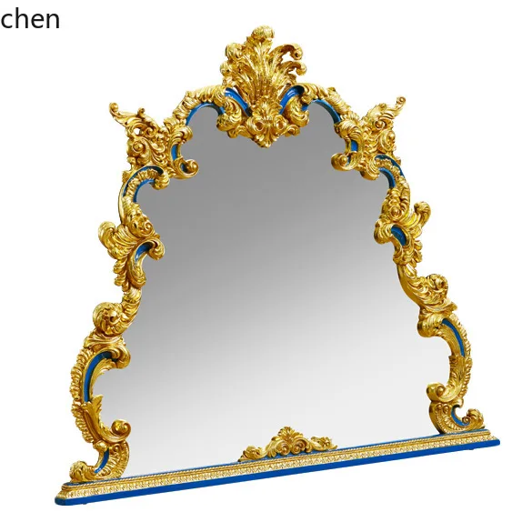 HXL Туалетный столик из цельного дерева, резьба по дереву, окрашенный настольный туалетный столик, зеркало, комод, мебель