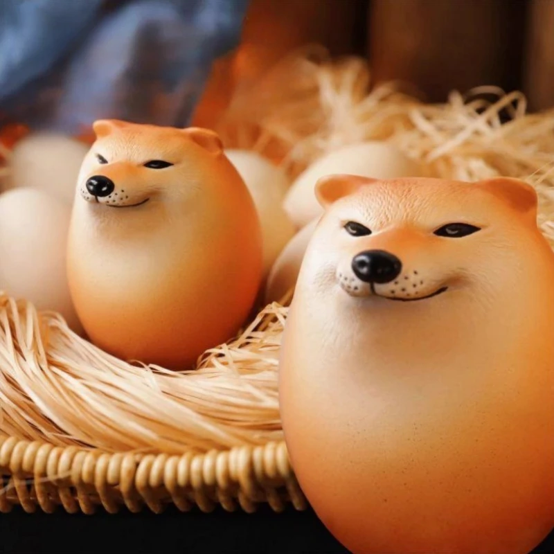 Creative and Lifelike Egg Shaped PVC Tabletop Decoration Dog and Egg Alliance Decorations Fun Christmas Gifts