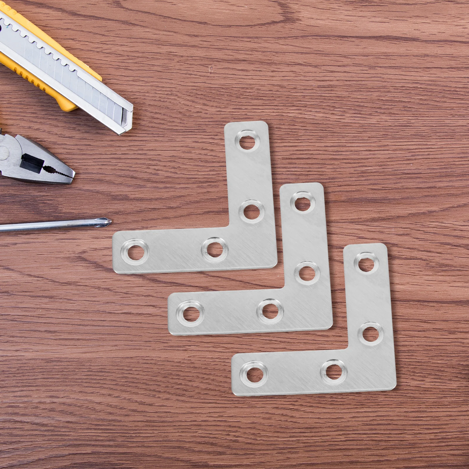 

36pcs L-Shaped Corner Heavy Duty Flat Stainless Steel Angle Bracket Cabinet Wood Furniture Support Braces 90 Degree L Bracket