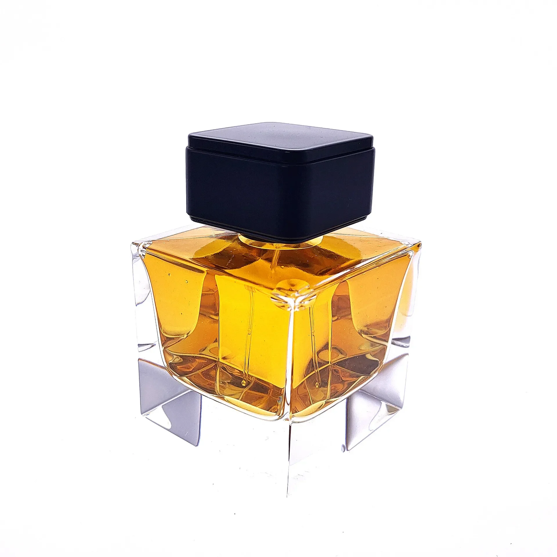 100ml square high-end  perfume bottle crystal white thick bottom bayonet invisible straw Refillable Bottle cosmetic containers