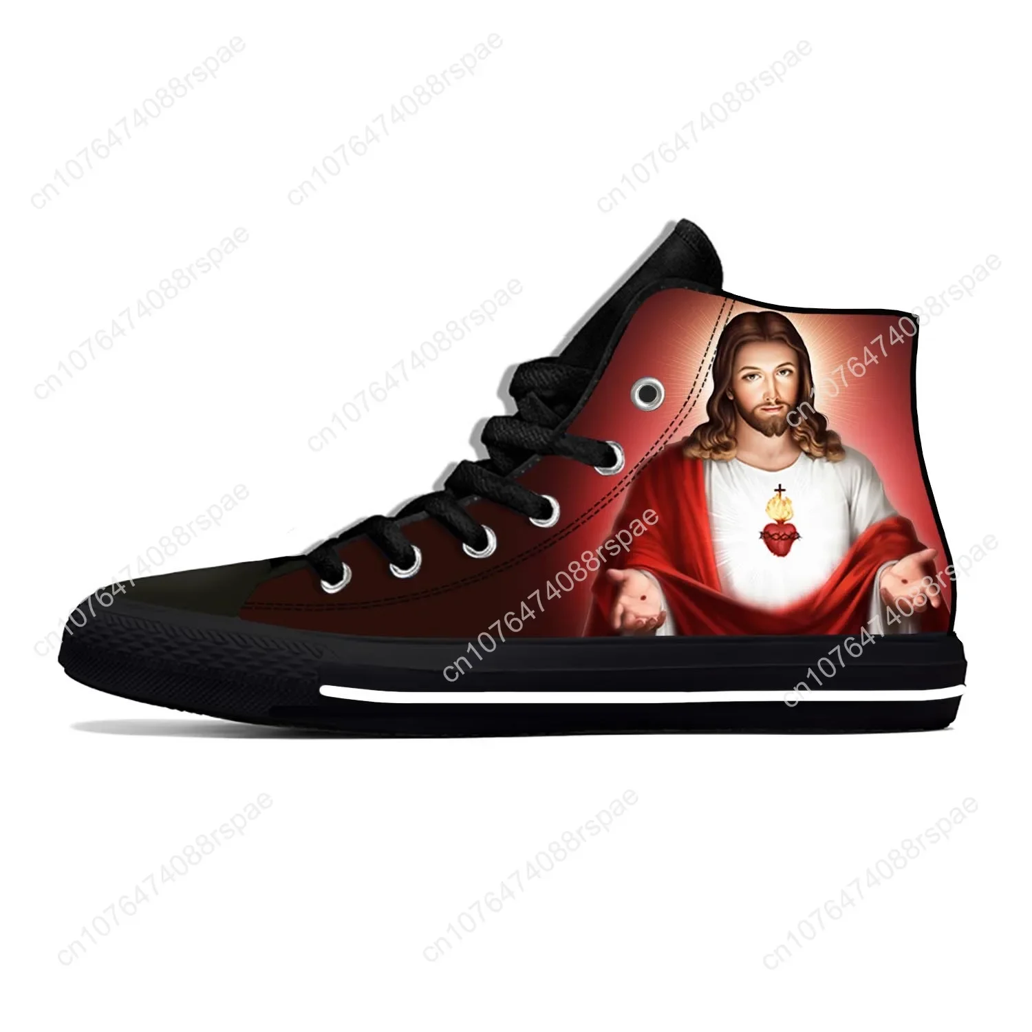 Jesus Christ Christian Cross God Faith Religion Casual Cloth Shoes High Top Comfortable Breathable 3D Print Men Women Sneakers