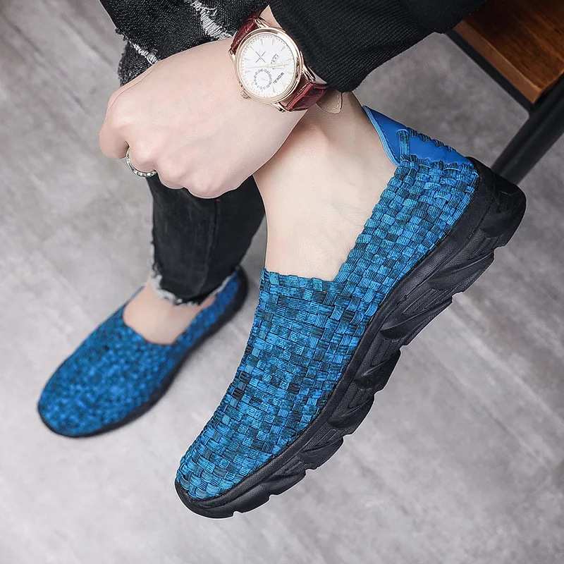 2024 Summer New Lightweight Handwoven Shoes, One Step Step Men's Casual Trendy Lazy Shoes