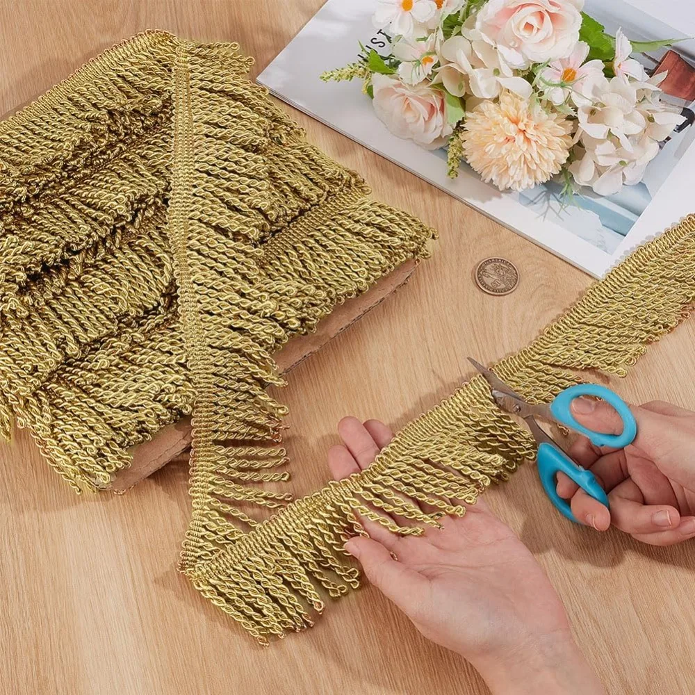 12 Yardsx2.2Inch Fringe Trim Chainette Sewing Lace Trim Fringe Tassel Decorative Fringe Trim for Curtain Box Crafts Home Decor view 3