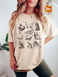 Kawaii Cute Cat Graphic Tee Cotton Loose Short Sleeve T-Shirt Vintage Cat Shirt Comfortable Colorful T-Shirt Gift For Cat Lovers