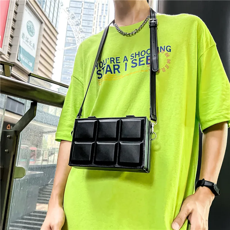 Men\'s Fashion Lattice Small Shoulder Bag Suitcase Shape Crossbody Bags for Youth Trendy Brand Designer Handbag 2022