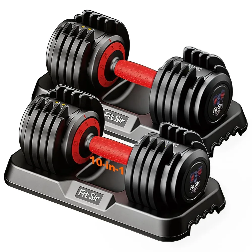 10-in-1 25/50/90LB Adjustable Dumbbell with Safe Lock & Enclosed Tray, 1 Sec Fast Adjustment, Non-Slip Grip for Home Gym, Custom