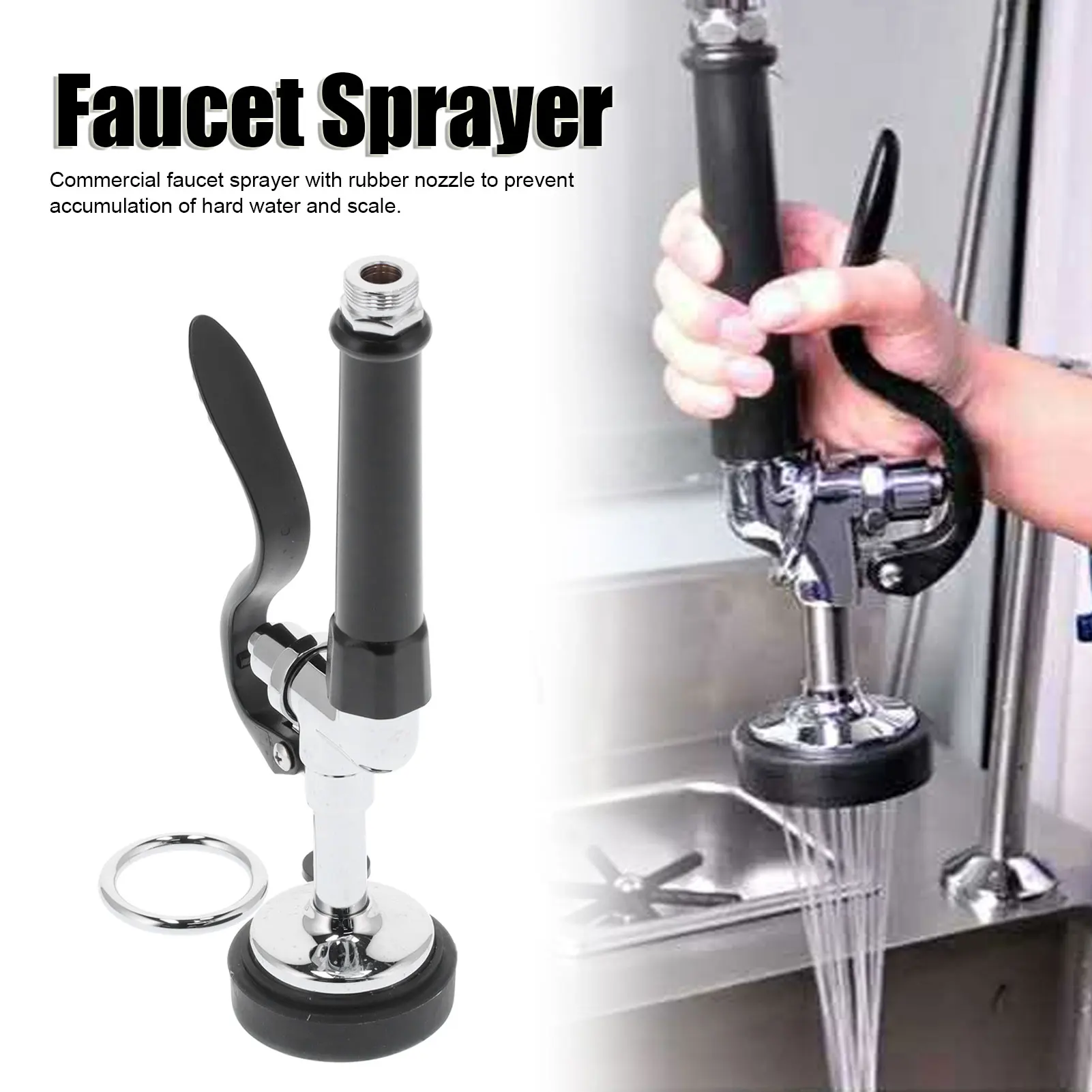 

Commercial Faucet Sprayer High Pressure Rinse Faucet Spray Head Accessory 304 Stainless Steel for Restaurant