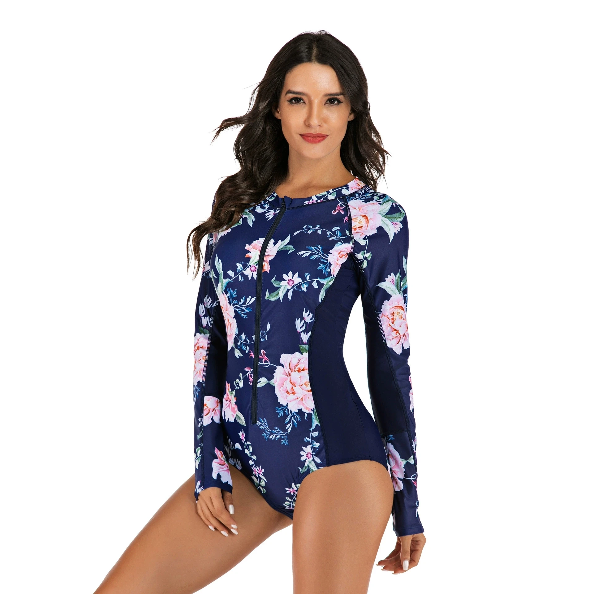 Swimwear Woman 2025 One Piece Swimsuits Long Sleeve Belly Slimming Rash Guard Whole Surfing Bathing Suit Plus Size