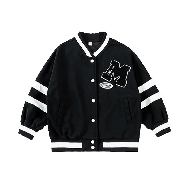 Girls Autumn Baseball Jacket Junior Kids Embroidered Letter Coat Clothing 5-6-8-10-12-13-15Y Boys American Jacket