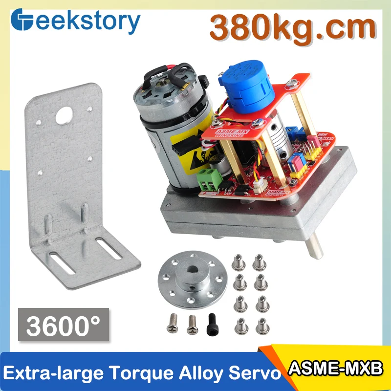 ASME-MXB extra-grande 380kg.cm robô servo torque 3600 graus 12v/24v liga de direção servo motor peças diy para grande braço robótico