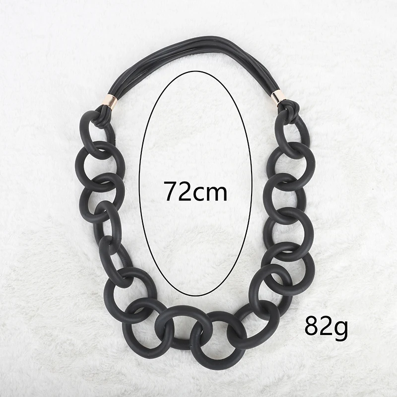 UKEBAY New Ethnic Style Black Circle Hollow Rubber Chain Hand-designed Gothic Punk Style Fashion Clothing Matching Necklace image 3