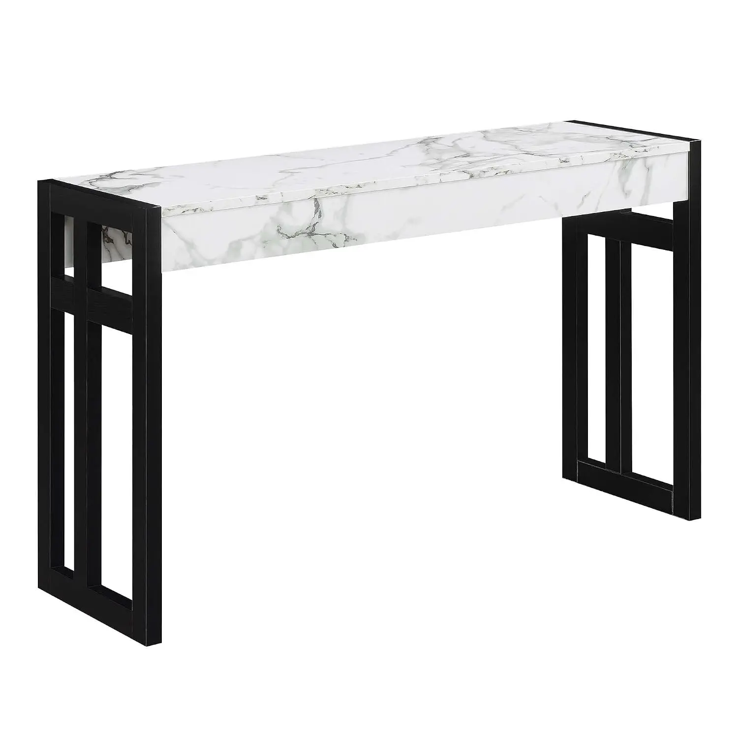 Modern Narrow Console Table with Storage Shelf for Living Room Entryway Hallway Bedroom, 49.5" White Faux Marble, Customized