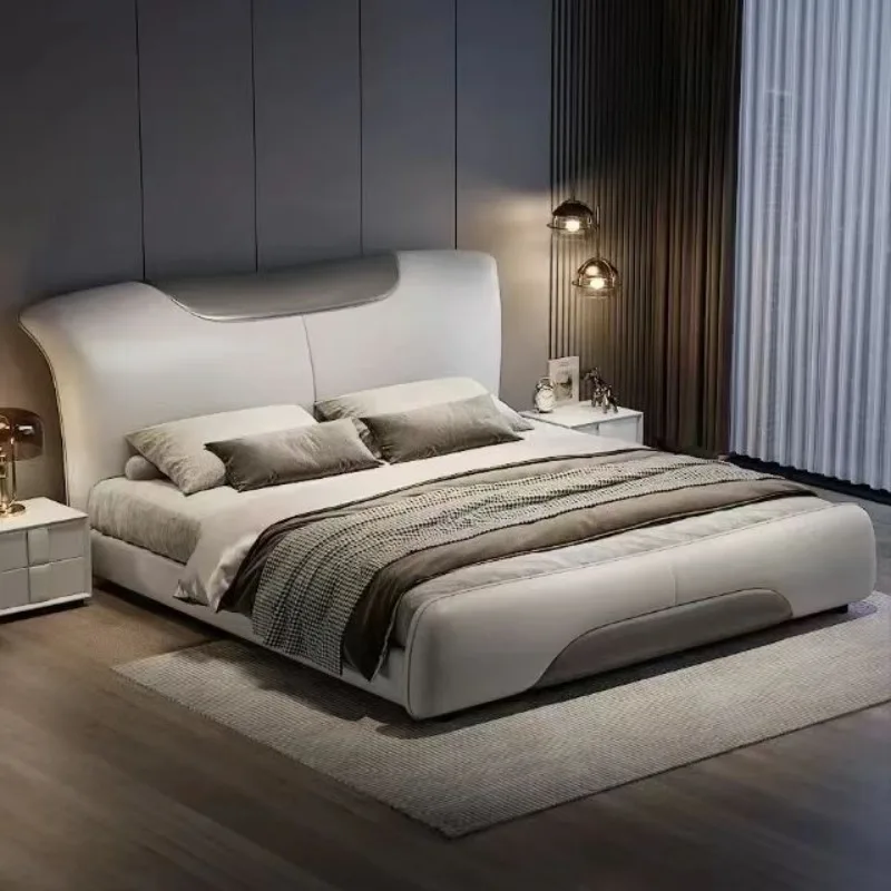 

Gray Headboard Bedrooms Bed Storage Luxury Designs King Size Double Bed Room Frames Modern Wooden Camas Matrimoniales Furniture
