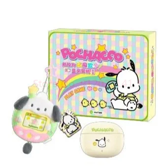 Kawaii Sanrio 5.3 zestaw słuchawkowy Bluetooth Anime Cartoon Pochacco pół-w typ ucha słuchawki z pluszowymi torbami urocze prezenty urodzinowe dla dziewczynek