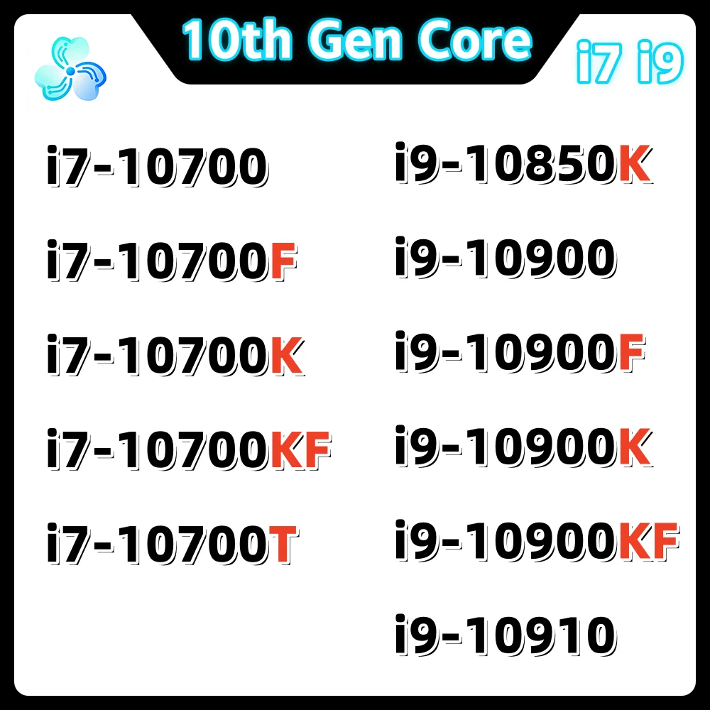 10th Gen Core Processor i7 10700 10700F 10700K 10700KF 10700T i9 10850K 10900 10900F 10900K 10900KF 10910 Comet Lake CPU LGA1200