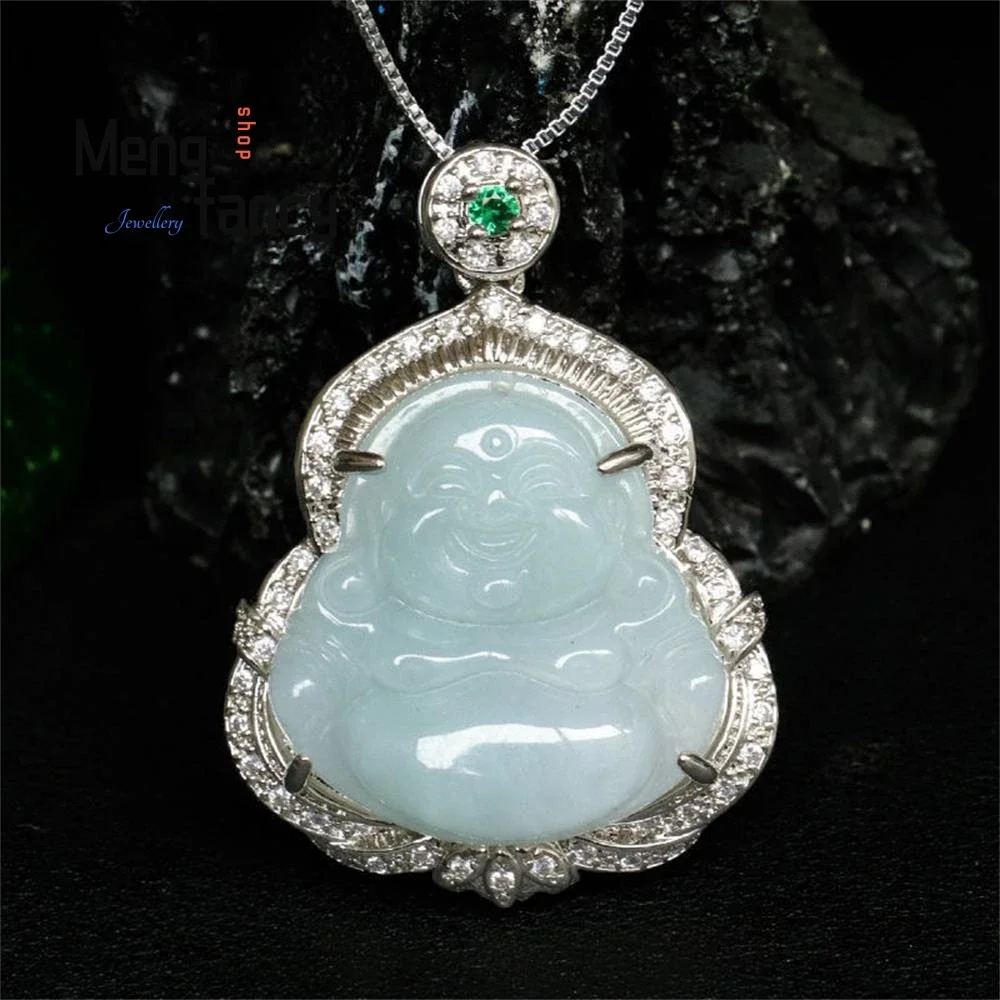 

Natural Myanmar A-goods Jadeite Maitreya Buddha Jade Pendant Exquisite Elegant Simple High-grade Buddhist Amulet Fashion Jewelry