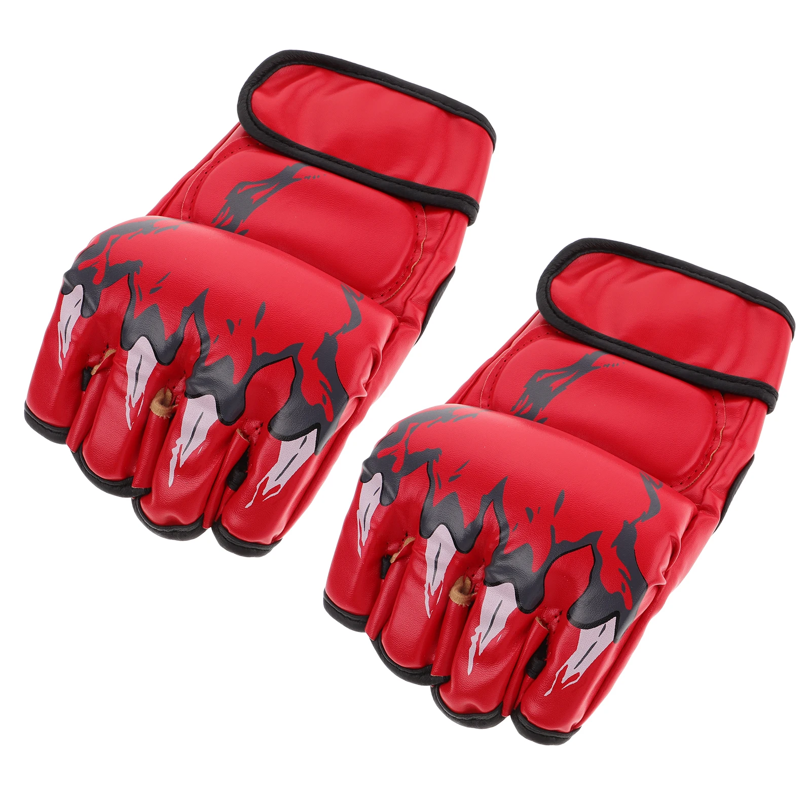 

1Pair Boxing Training Gloves Half Finger Red Design for Adults Kickboxing Mma Sparring Muay Thai Taekwondo Karate Workout