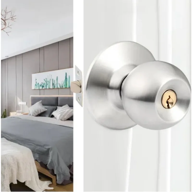 الفولاذ المقاوم للصدأ الكرة المستديرة مقبض الباب مجموعة مقبض الباب مقبض قفل مع مفتاح ل 25 مللي متر-45 مللي متر الباب الأجهزة الشظية للحمام #5