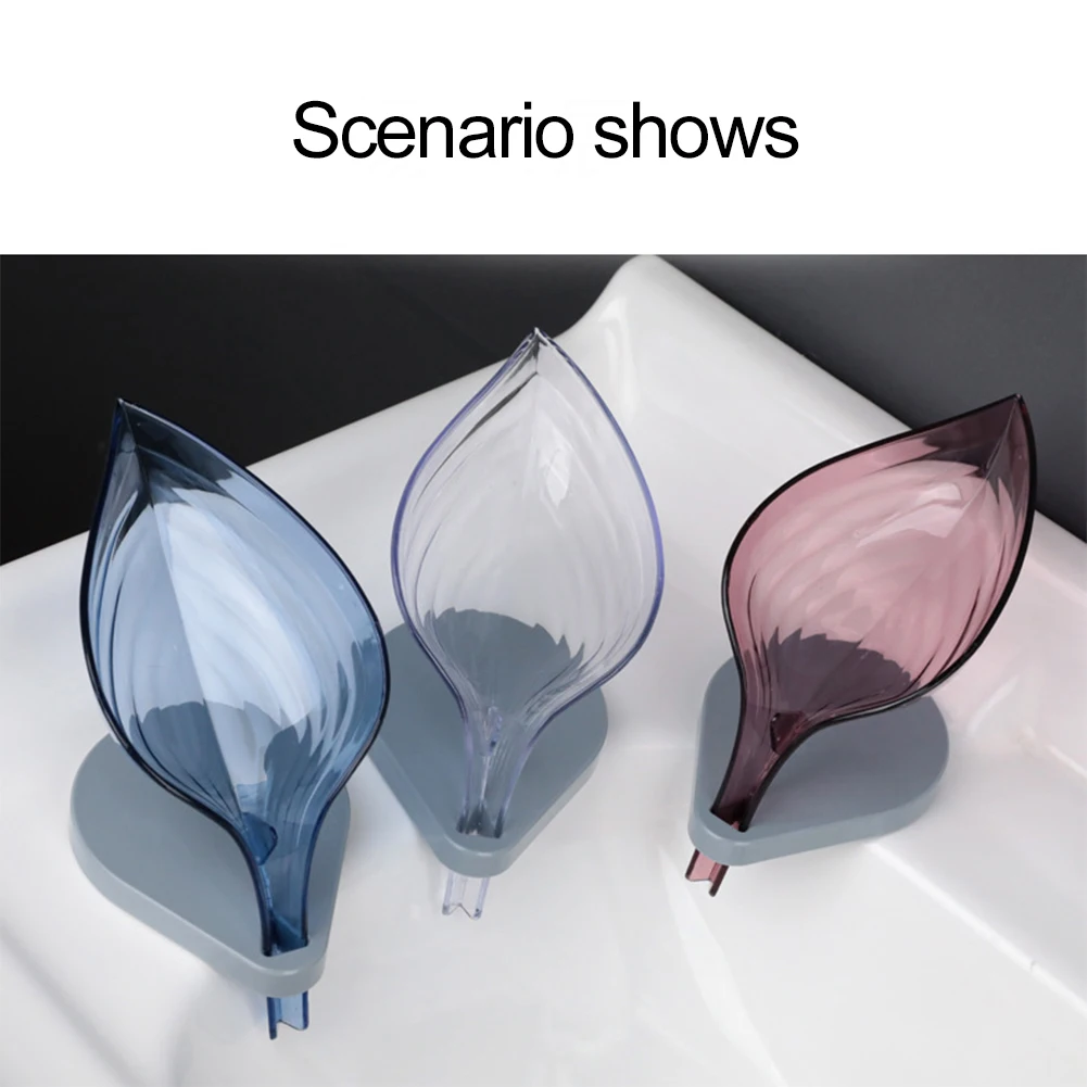 1Piece Bathroom Leaf Shape Soap Box Drain Soap Holder Sponge Storage Tray Soap Dishes Bathroom Shower Soap Container