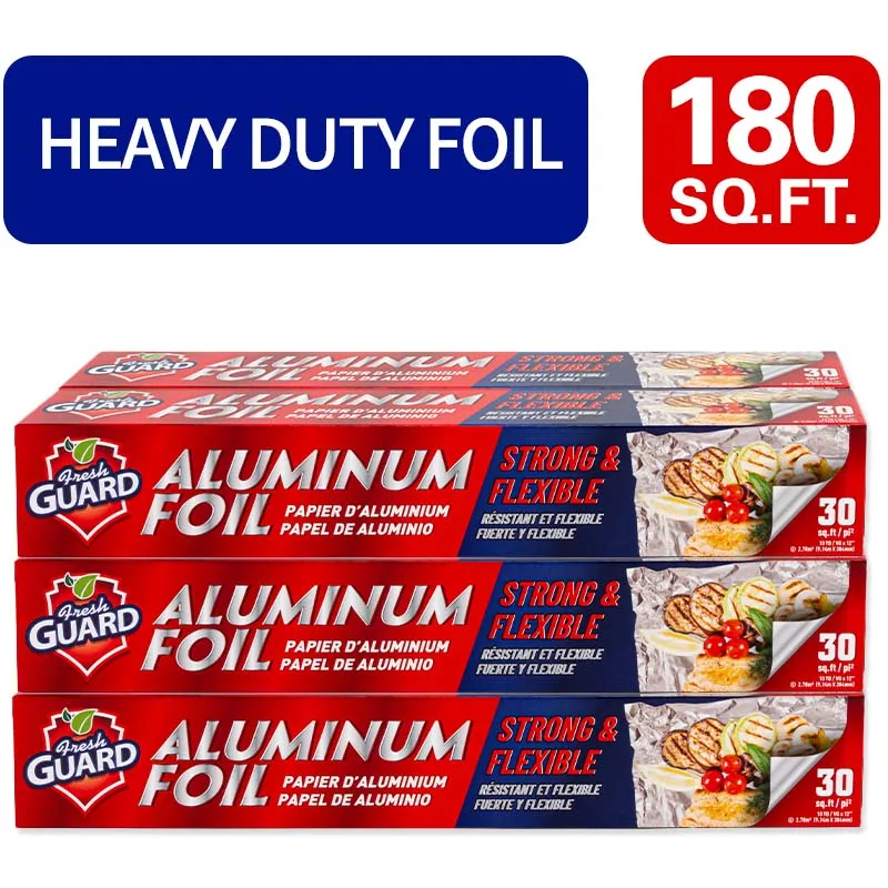 

Fresh Guard Silver Aluminum Foil Roll for Food Strong and Heavy Duty Aluminum Foil Wrap for Grilling Baking Roasting and Food