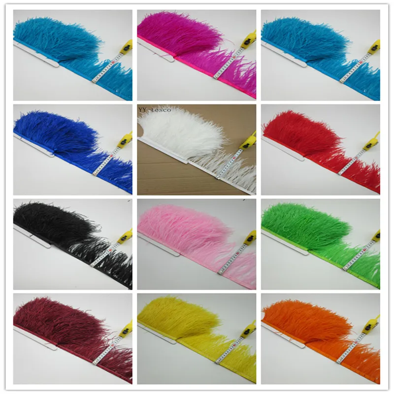 

High quality 10-12cm fluffy ostrich feather trimming cloth sideband 100 yards DIY clothing accessories decorative accessories