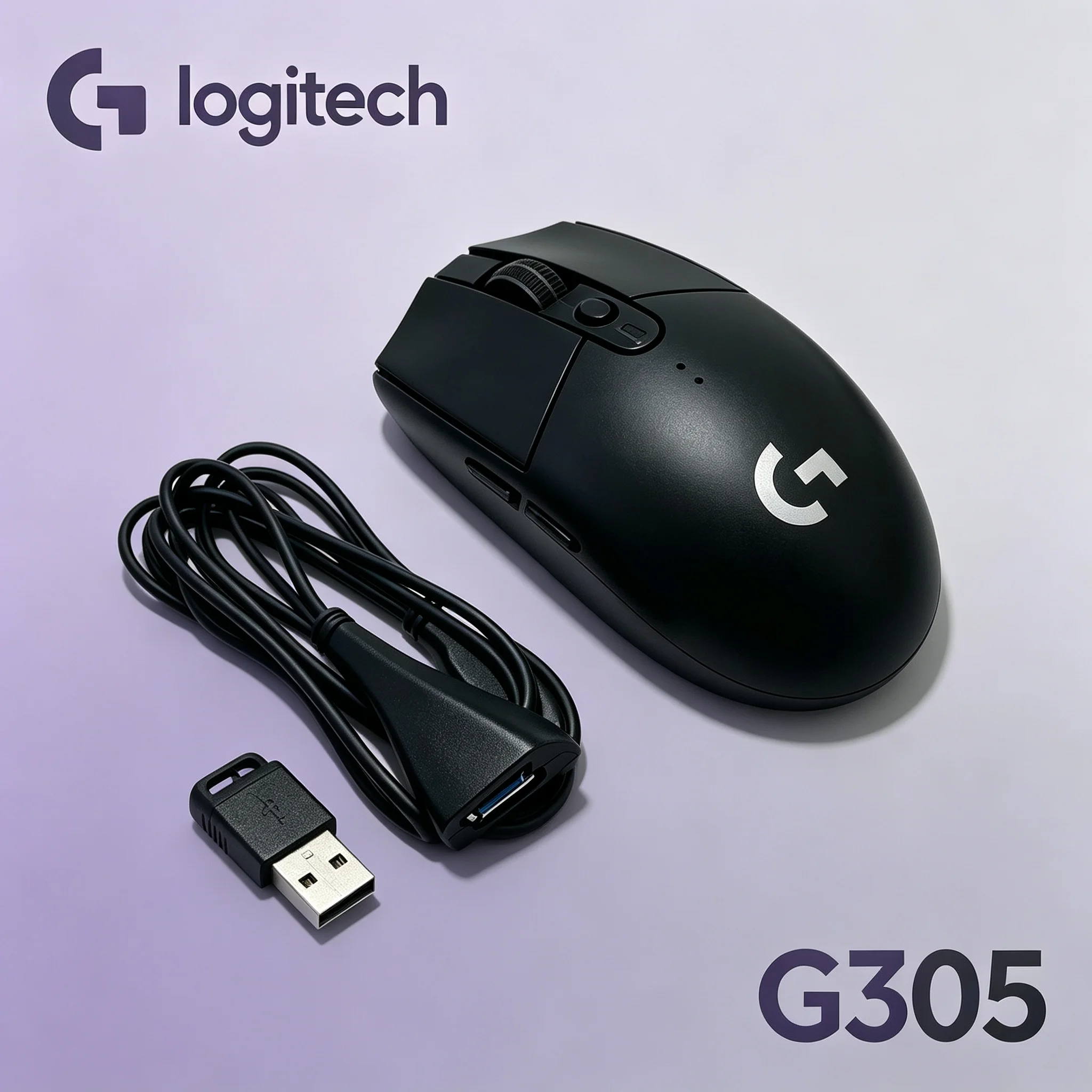 Logitech G305 Portable Wireless Gaming Mouse With Transfer Adapter Cable Shock‑Resistant Mice For Laptop Travel Office And Home