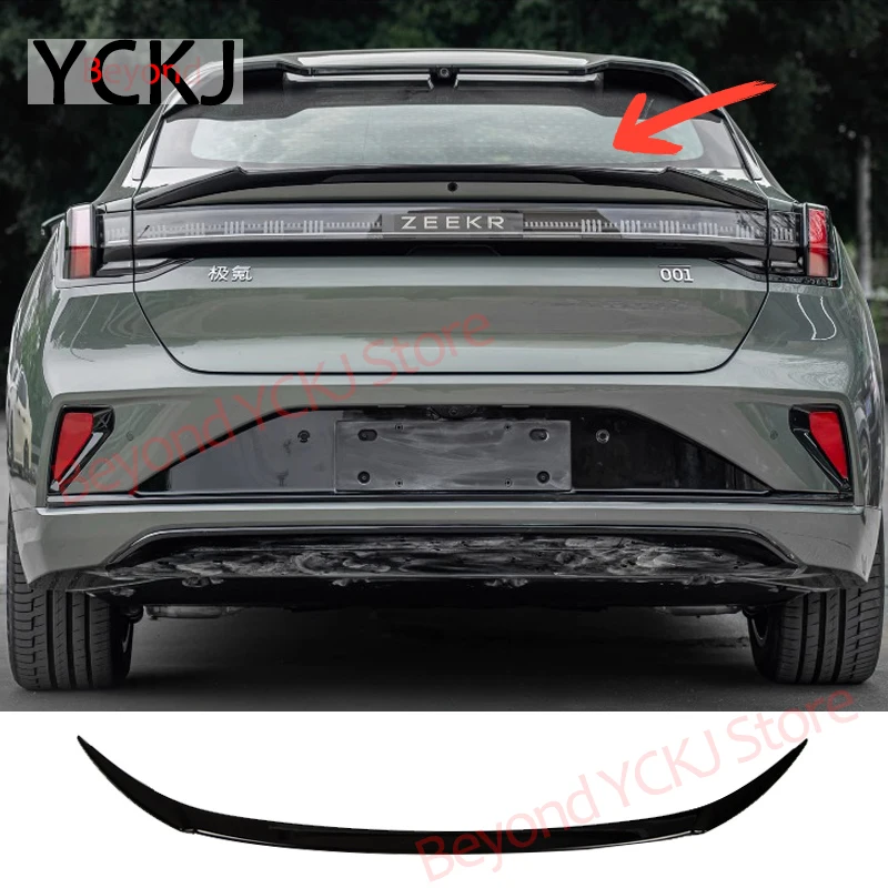 Rear Trunk Spoiler Wing Tail For ZEEKR 001 2021 - 2025 Black/Carbon fiber pattern Parts High-performance ABS Exterior Tuning