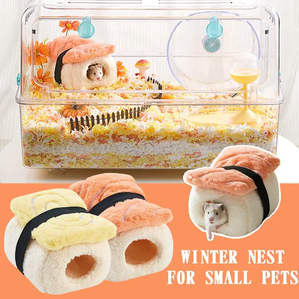 2027 Hamster Sushi Nest Salmon Edition / Tamagoyaki Edition Creative Sushi-Shaped Nest Warm Winter Sleeping Dwarf Hamster Hideaw
