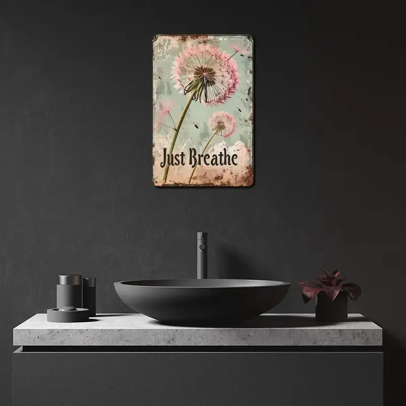 2026 Vintage Dandelion Metal Tin Sign | Rustic Floral Wall Art with 