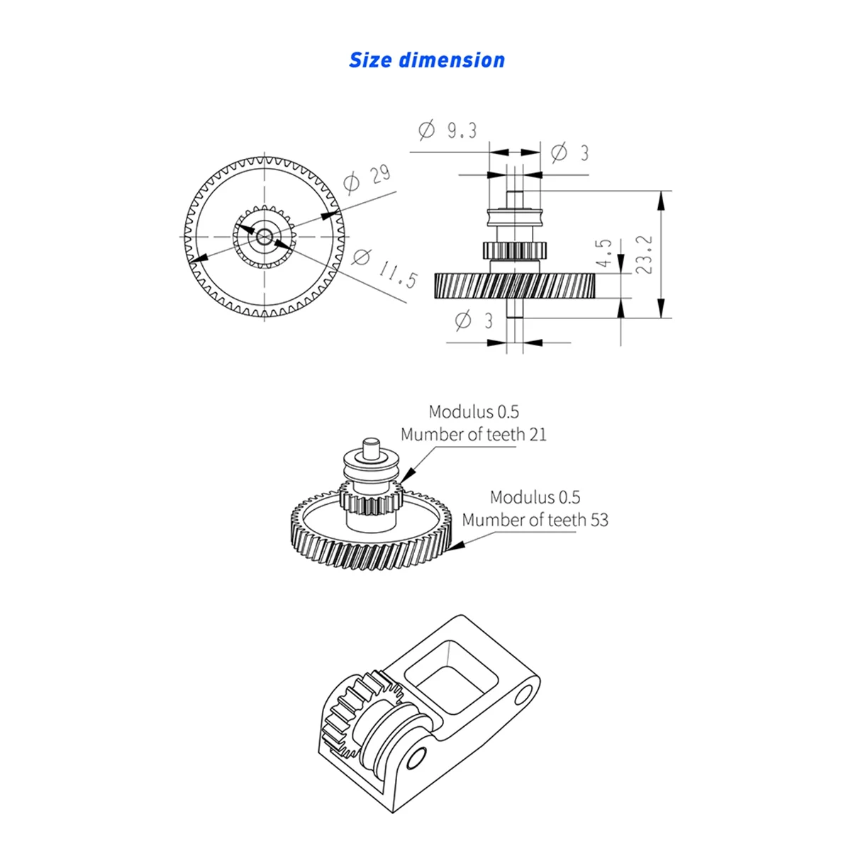 Upgrade Hardened Steel Extruder Gear Assembly for Bambu Lab P1S P1P X1 Carbon X1C 3D Printer Accessories Yellow+Silver